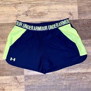 Under Armour Women's Athletic Shorts in Navy and Lime